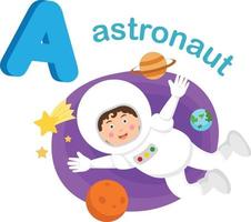 illustration isolé alphabet lettre un astronaute vecteur