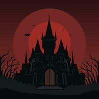 Halloween Château et chauve souris. horreur maison bâtiment château. isolé vecteur illustration.