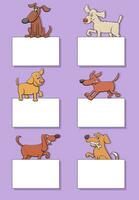 dessin animé chiens et chiots avec cartes conception ensemble vecteur