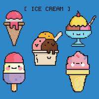 la glace crème 8 bits pixel art illustration. dessert pixel divers Miam 8 bits la glace crèmes vecteur