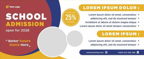 école admission bannière ou social médias modèle vecteur