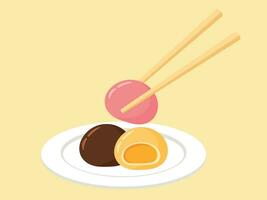 mignonne mochi Daifuku Japonais dessert vecteur illustration