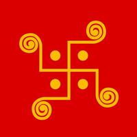 hindouisme saint symbole Haldi croix gammée sur rouge kumkum Contexte. vecteur