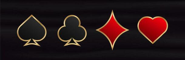 jeux d'argent carte combinaisons. Jeu rouge symbole de la chance dans poker et noir réussi Jeu dans casino avec blackjack et vecteur paris