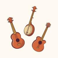 chaîne musical instrument, banjo, guitare collection illustration vecteur