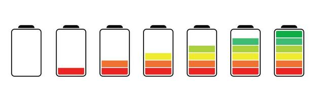 jeu d'icônes de batterie vecteur
