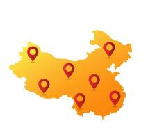 Chine carte épingle emplacement vecteur illustration