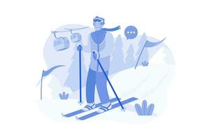 homme skieur glisser sur une montagne enneigée vecteur