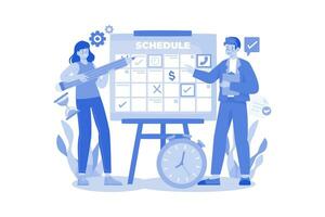 concept d'illustration de planification d'horaire d'entreprise. une illustration plate isolée sur fond blanc vecteur