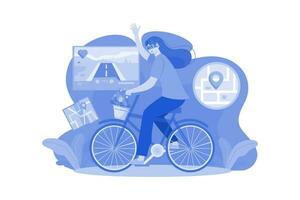 fille Faire vr cyclisme illustration concept. une plat illustration isolé sur blanc Contexte vecteur