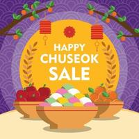 affiche de vente du festival de chuseok vecteur