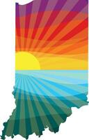 coloré le coucher du soleil contour de Indiana vecteur graphique illustration icône