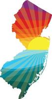 coloré le coucher du soleil contour de Nouveau Jersey vecteur graphique illustration icône