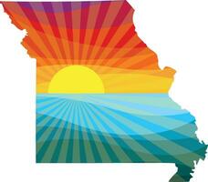coloré le coucher du soleil contour de Missouri vecteur graphique illustration icône