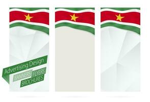 conception de bannières, dépliants, brochures avec drapeau de surinam. vecteur