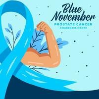plat conception bleu novembre prostate cancer conscience mois illustration vecteur