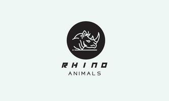 rhinocéros vecteur logo icône minimaliste ligne art conception