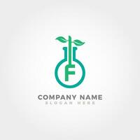 biotechnologie logo mélangé avec initiale lettre F vecteur