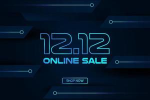 cyber en ligne 12.12 modèle de bannière de vente techno thème futuriste vecteur