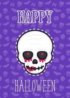 affiche d'halloween, carte vectorielle avec crâne effrayant vecteur