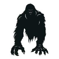 bigfoot silhouette vecteur isolé sur une blanc arrière-plan, yéti vecteur illustration, une noir silhouette de une bigfoot animal vecteur