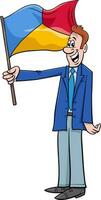 dessin animé homme personnage en portant une drapeau vecteur