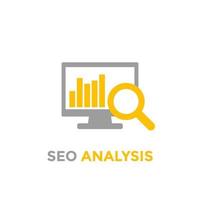 Analytics, icône d'analyse seo sur blanc vecteur