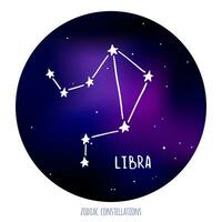 Balance vecteur signe. du zodiaque constellation fabriqué de étoiles sur espace Contexte.