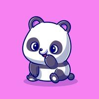 mignonne Panda est séance dessin animé vecteur icône illustration. animal la nature icône concept isolé prime vecteur. plat dessin animé style