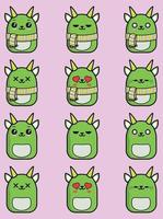 mignon kawaii dragon illustration squishmallows style animal clipart vecteur