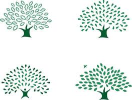 ensemble de magnifique quatre vert chêne arbre logo identité vecteur
