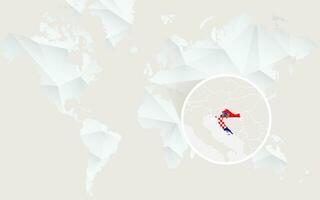 Croatie carte avec drapeau dans contour sur blanc polygonal monde carte. vecteur