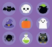 Halloween graphique éléments - chauve souris, crâne, citrouilles, des fantômes, sorcière chapeau, hibou, araignée, potion et autres. impressionnant content Halloween éléments. content Halloween. vecteur