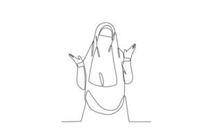 une femme pose Heureusement portant une niqab vecteur