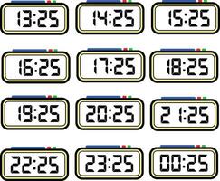 numérique l'horloge temps plat vecteur ensemble avec 24 heures, numérique nombre illustration