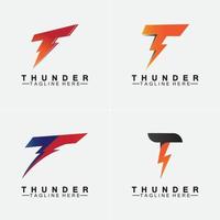 Lettre t Thunder foudre électrique logo vector illustration design