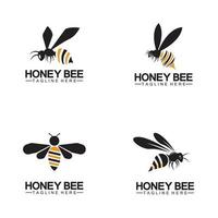 Modèle de conception d'illustration de symbole d'icône de vecteur de logo de miel d'abeille