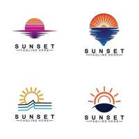 coucher de soleil plage logo symbole modèle de conception d'illustration vectorielle. vecteur