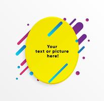 Forme de zone de texte abstrait jaune avec des lignes et des cercles à la mode de néon. Fond de vecteur. vecteur