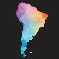 coloré abstrait vecteur faible polygonal de Sud Amérique carte.