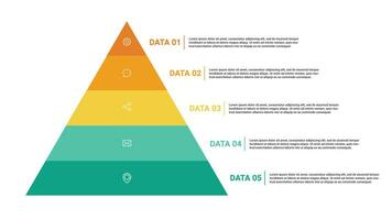 une pyramide moderne chronologie infographie modèle divisé dans cinq les pièces. vecteur affaires modèle pour présentations. adapté pour dépliants, flux de travail, annuel rapports, graphiques, mises en page gratuit vecteur