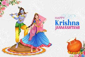 seigneur krishna dans un joyeux festival de janmashtami en inde vecteur