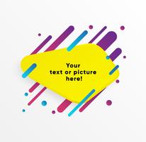 Forme de zone de texte abstrait jaune avec des lignes et des cercles à la mode de néon. Fond de vecteur. vecteur