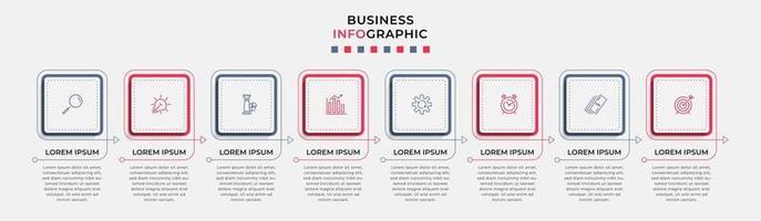 modèle d'entreprise de conception infographique avec des icônes et 8 options ou étapes vecteur