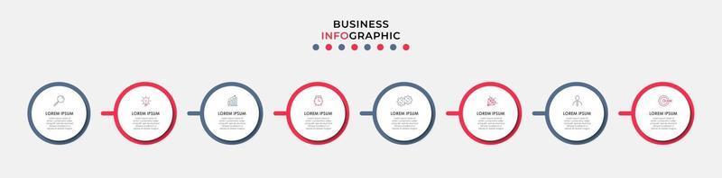 modèle d'entreprise de conception infographique avec des icônes et 8 options ou étapes vecteur