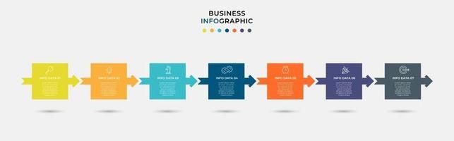 modèle d'entreprise de conception infographique avec des icônes et 7 options ou étapes vecteur