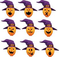 citrouilles avec émotif visages pour Halloween fête gratuit vecteur