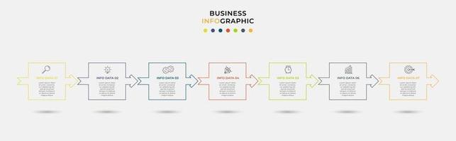 modèle d'entreprise de conception infographique avec des icônes et 7 options ou étapes vecteur