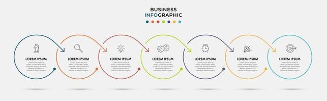 modèle d'entreprise de conception infographique avec des icônes et 7 options ou étapes vecteur