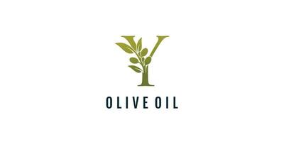 lettre y logo conception élément vecteur avec olive concept